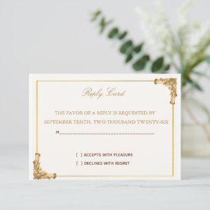 Elegant Regal Baroque Gold Wedding RSVP Card