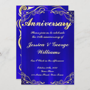 Elegant Regal Golden Typography Anniversary Invitation