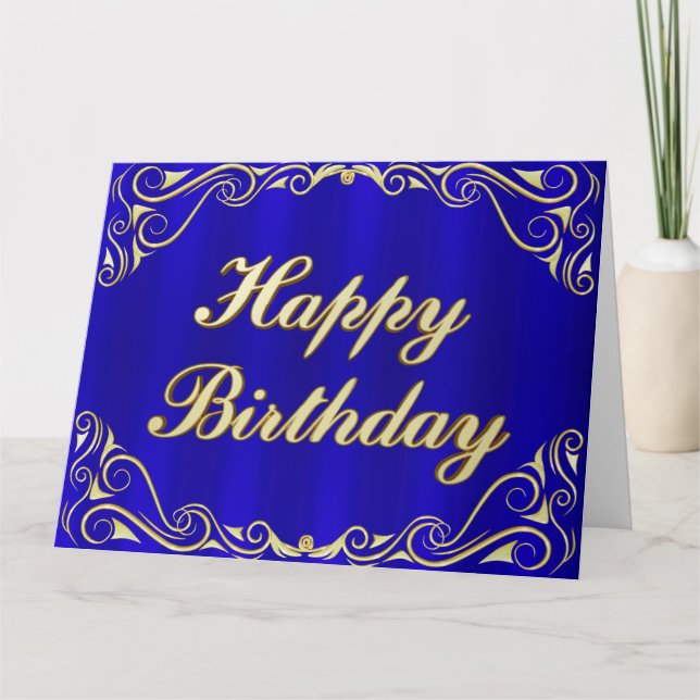 Elegant Regal Golden Typography Birthday Greeting Card (Front)