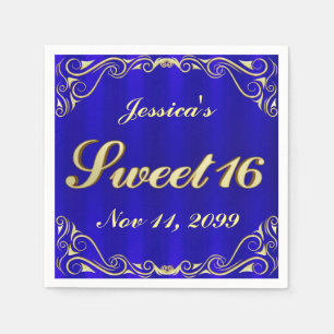 Elegant Regal Golden Typography Sweet 16 Napkin