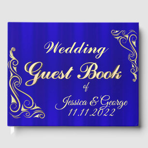 Elegant Regal Golden Typography Wedding Guest Book