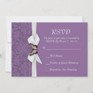 Elegant Regal Tudor Damask RSVP card