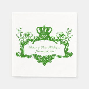 Elegant Regal Wedding Green2 Text Paper Napkins