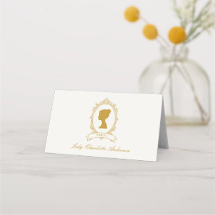Elegant Regency Era Blue and Gold Bridal Shower Place Card