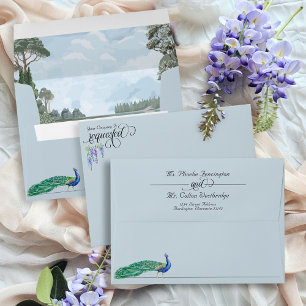 Elegant Regency Era Peacock Garden Wedding Invite Envelope
