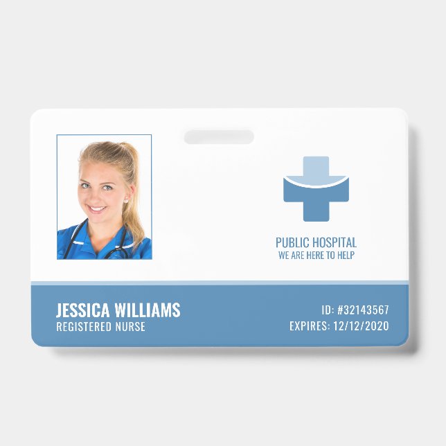 Elegant Registered Nurse RN Medical Staff ID Badge (Front)