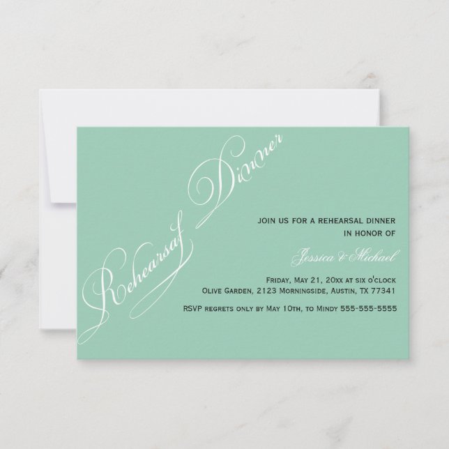 Elegant Rehearsal Dinner Emerald Invitation (Front)