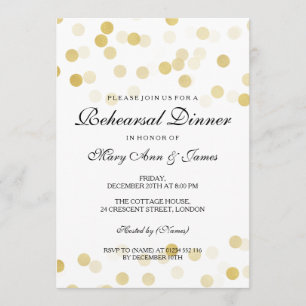 Elegant Rehearsal Dinner Gold Foil Glitter Lights Invitation