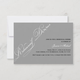 Elegant Rehearsal Dinner Grey and White Invitation