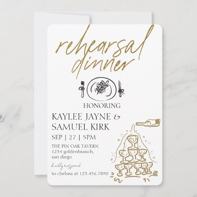 Elegant Rehearsal Dinner Invitation (Front)