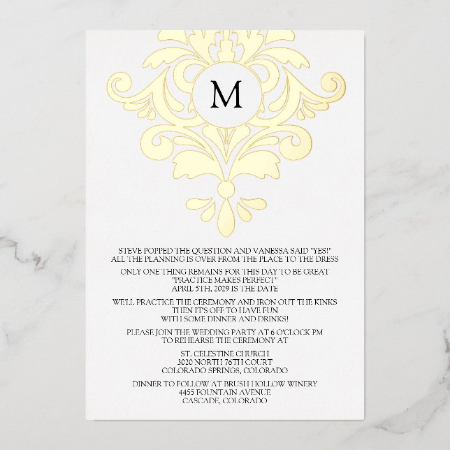 Elegant Rehearsal Dinner Invitation (Front)