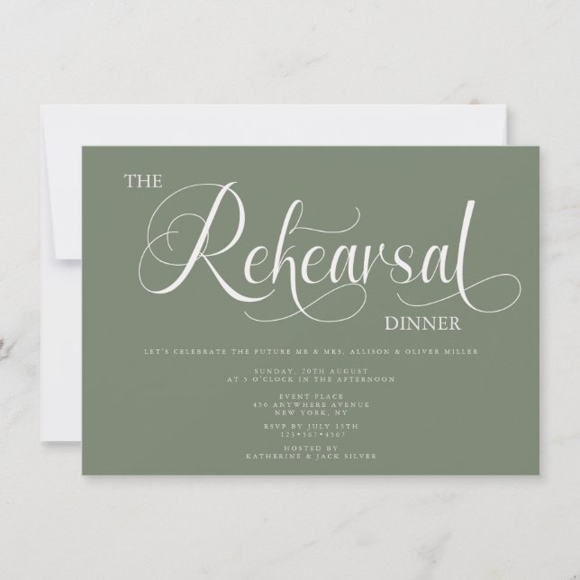 Elegant Rehearsal Dinner Invitation (Front)