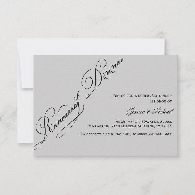 Elegant Rehearsal Dinner Invitation (Front)