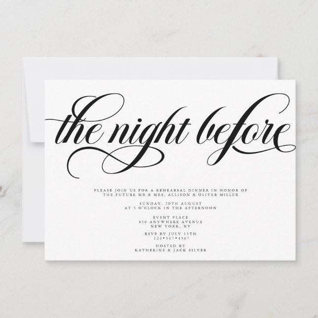 Elegant Rehearsal Dinner Invitation (Front)