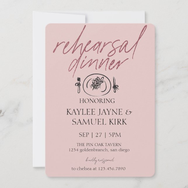 Elegant Rehearsal Dinner Invitation (Front)