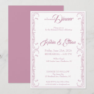 Elegant Rehearsal Dinner Invitation – Pink Rose F
