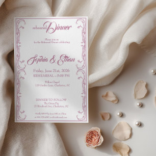 Elegant Rehearsal Dinner Invitation – Pink Rose F