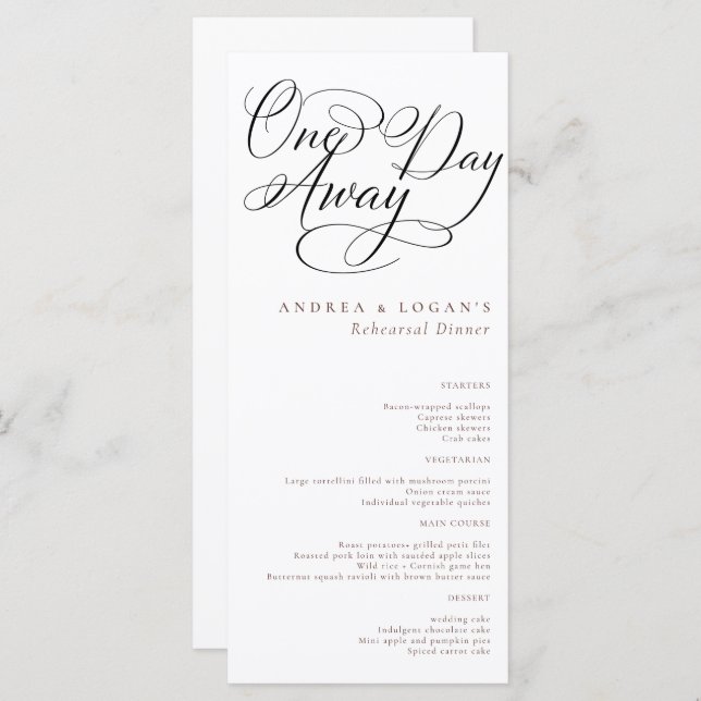 Elegant Rehearsal Dinner Menu (Front/Back)