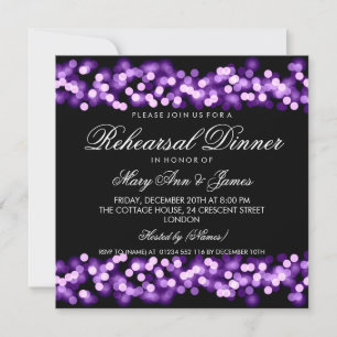 Elegant Rehearsal Dinner Purple Hollywood Glam Invitation