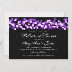Elegant Rehearsal Dinner Purple Hollywood Glam Invitation