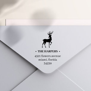 ELEGANT REINDEER ANTLERS HOLIDAY RETURN ADDRESS SELF-INKING STAMP