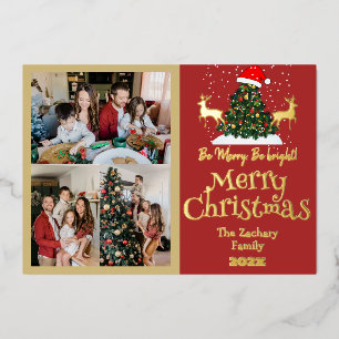Elegant Reindeer Christmas Family Photo Collage