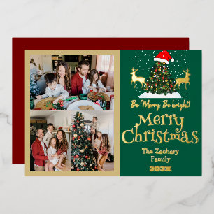 Elegant Reindeer Christmas Family Photo Collage