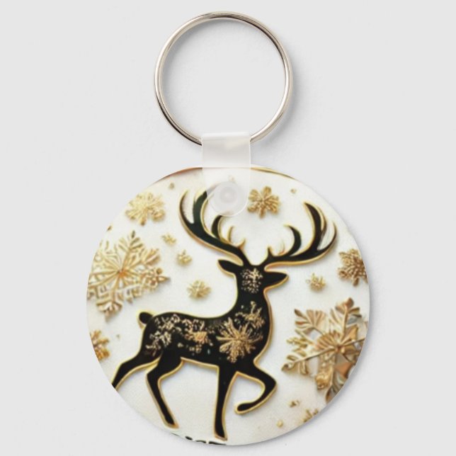 Elegant Reindeer Christmas Keychain (Front)