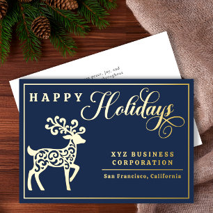 Elegant Reindeer Happy Holidays Gold Foil Business