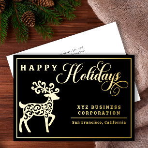 Elegant Reindeer Happy Holidays Gold Foil Business