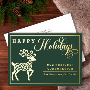 Elegant Reindeer Happy Holidays Gold Foil Business