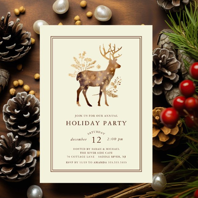 Elegant Reindeer Holiday Party Invitation (Creator Uploaded)