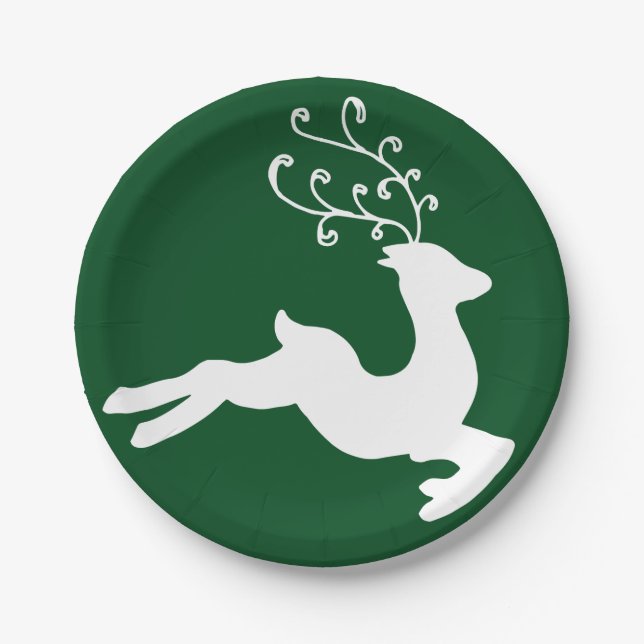 Elegant Reindeer Paper Plate (Front)