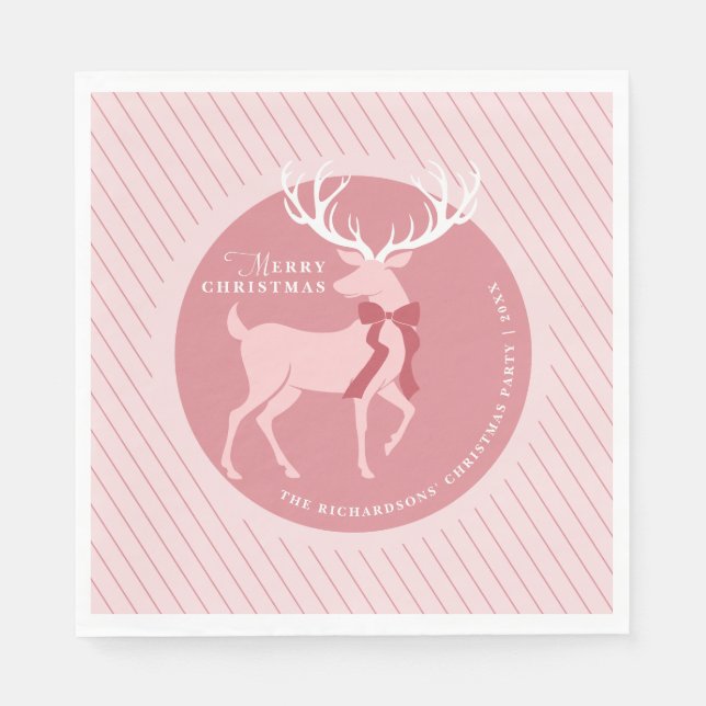 Elegant Reindeer Personalised Christmas Party Napkin (Front)