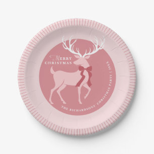 Elegant Reindeer Personalised Christmas Party Paper Plate