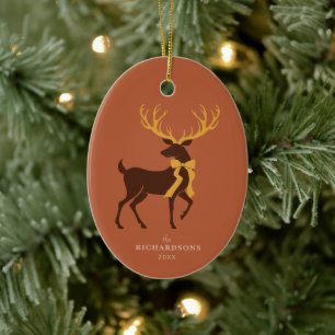 Elegant Reindeer Personalised Family Christmas Ceramic Tree Decoration