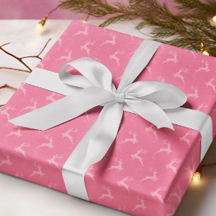 Elegant Reindeer Pink Monotone Christmas Wrapping Paper