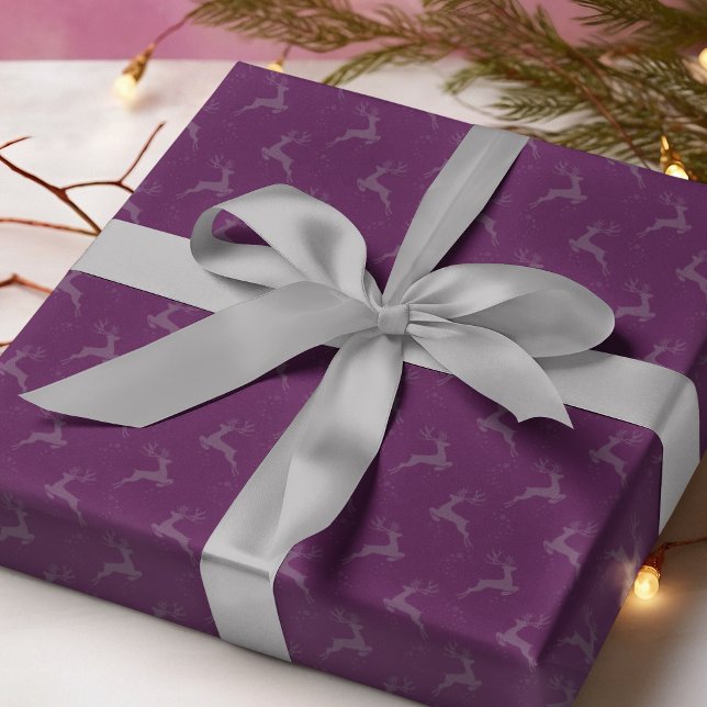 Elegant Reindeer Purple Monotone Christmas Wrapping Paper (Creator Uploaded)