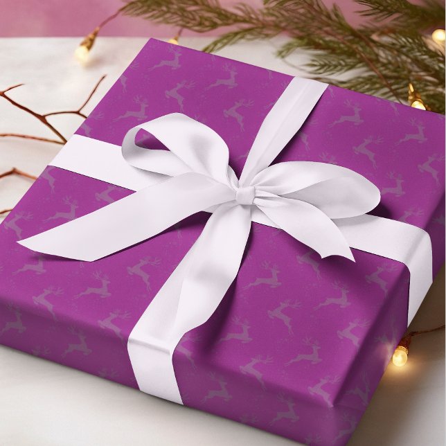Elegant Reindeer Raspberry Monotone Christmas Wrapping Paper (Creator Uploaded)