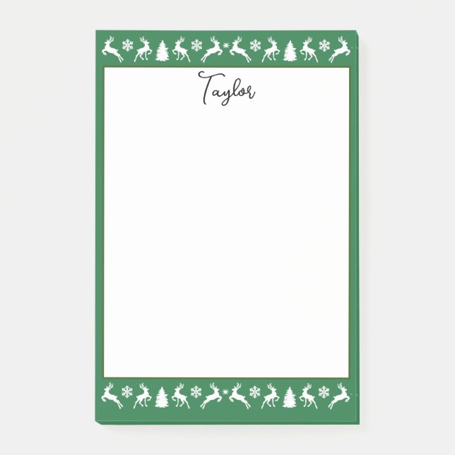 Elegant Reindeers Snowflakes Fir Trees Post-it Notes (Front)