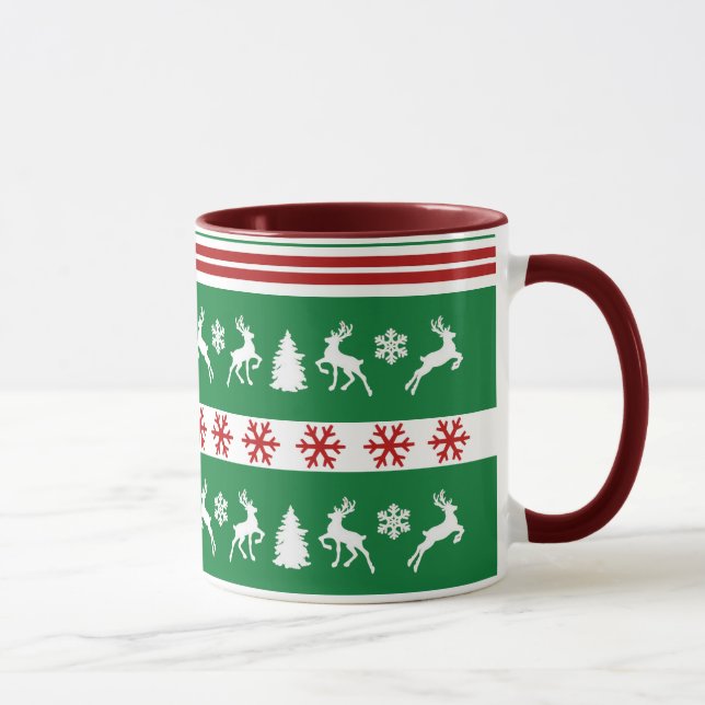 Elegant Reindeers Snowflakes Lines Mug (Right)