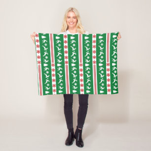 Elegant Reindeers Snowflakes Lines Small Fleece Blanket
