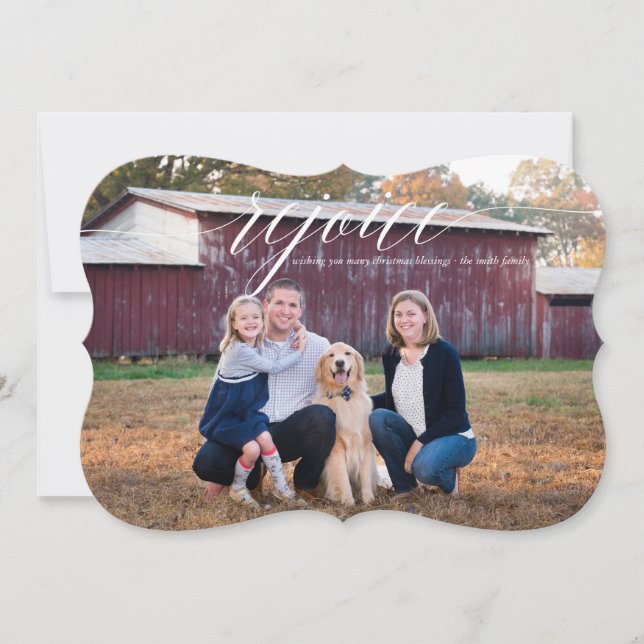 Elegant Rejoice Holiday Photo Card (Front)