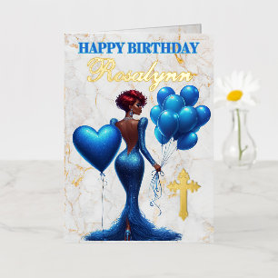 Elegant Religious African American Woman Birthday Foil Greeting Card