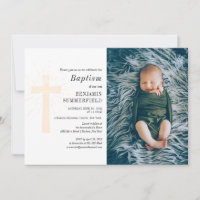 Elegant Religious Baby Photo Baptism Invitation