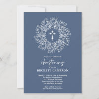 Elegant Religious Blue Cross Boy Christening
