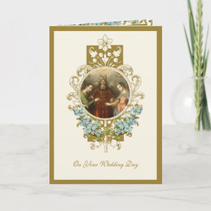 Elegant Religious Catholic Mary Joseph Wedding Car Card