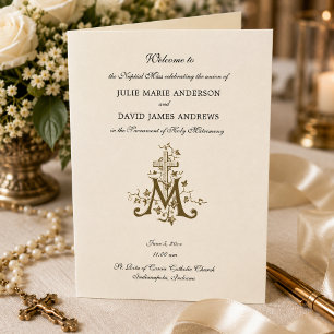 Elegant Religious Catholic Wedding Mass Program Card