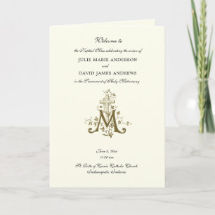 Elegant Religious Catholic Wedding Mass Program Card