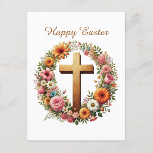 Elegant Religious Cross flowers Holiday Postcard